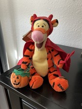 Vintage Winnie The Pooh Devil Tigger Halloween Beanie 9" Plush 2000 Y2K