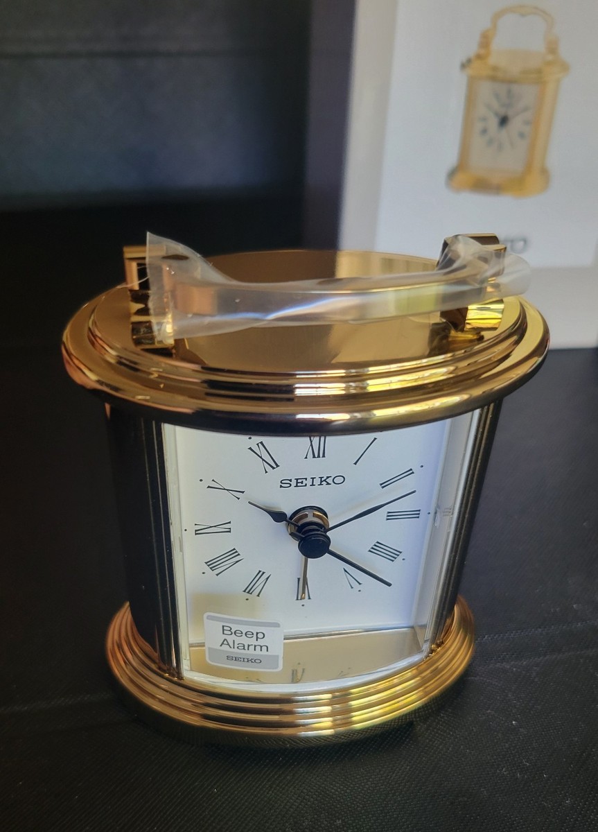 SEIKO製 クラシック置時計 金色 SEIKO QHE109GLH QHE109G Gold Alloy Mantel Bedroom Desk Alarm