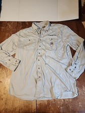 Tesla Carhartt Force Men  s LG Flame Resistant Long Sleeve Button Up Shirt EUC