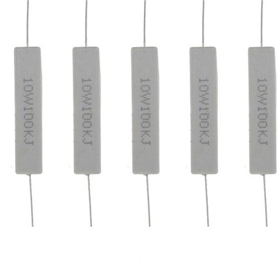 (Pack 5) 10W 100K Ohm Wirewound Horizontal Cement Ceramic Resistor