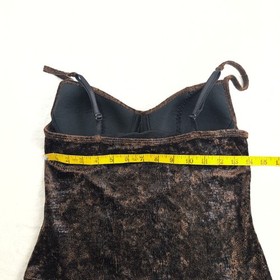 Y2K Chocolate Brown Snake Skin Velvet Burnout Corset Tank Top Women's 34C