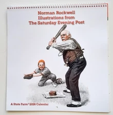 2026 NORMAN ROCKWELL Saturday Evening Post Art Wall Calendar Baseball Army Kids