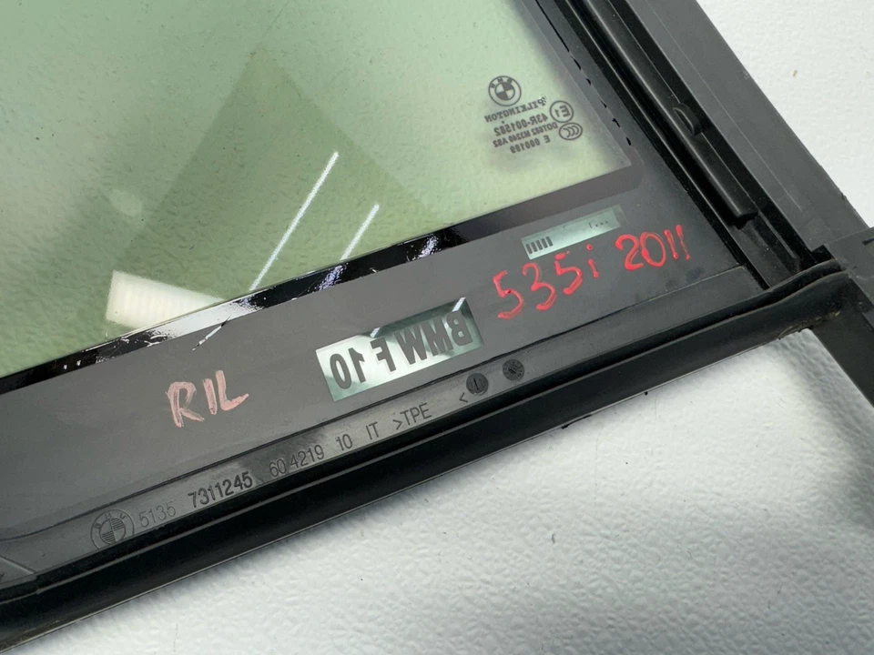 BMW 528i 535i 550i M5 F10 2011-2016 puerta trasera izquierda cuarto cristal ventana OEM Foto 4 de 4