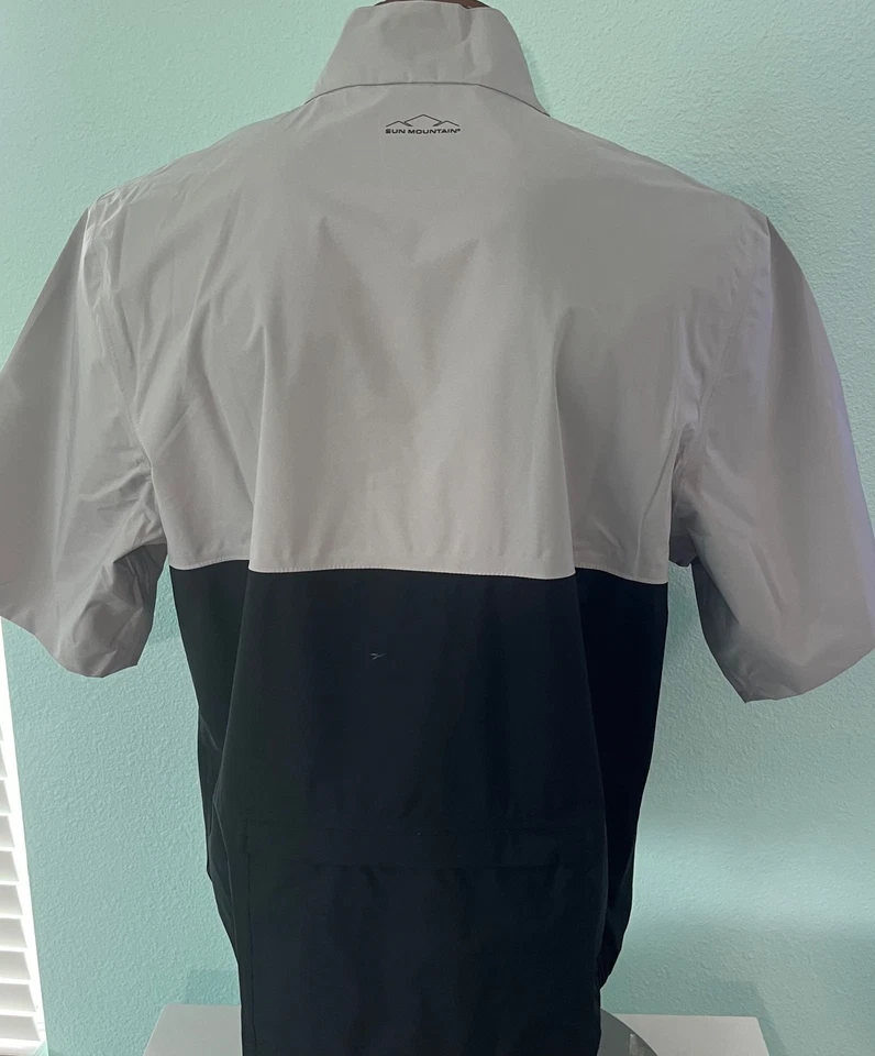 Pullover impermeable para hombre SUN MOUNTAIN Monsoon SS - platino-negro talla L Foto 2 de 2