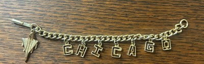 Vintage Chicago Souvenir Charm Bracelet with Fighter Jet charm