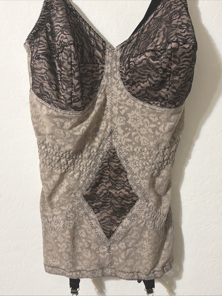 Rago 9357 Taupe Black Open Bottom Body Briefer Size 44DD | eBay