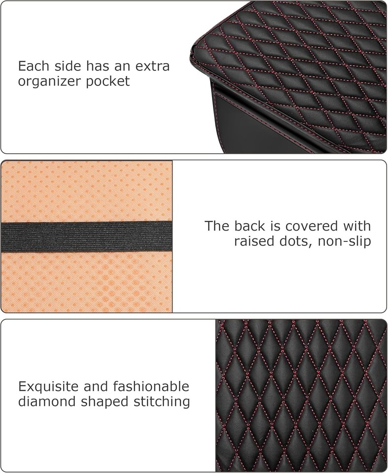 Center Console Armrest Cover for Most Cars and SUVs Black with Red Line ...