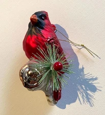 Demarco Christmas Cardinal on Branch Sprig of Pine & Berry New! Free Box