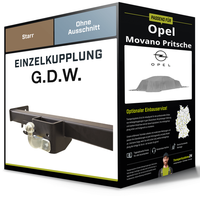 Starre AnhäNgerkupplung für Opel Movano Pritsche 10- B Typ X62 G.D.W. NEU