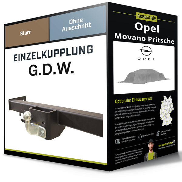 Starre AnhäNgerkupplung für Opel Movano Pritsche 10- B Typ X62 G.D.W. NEU-image
