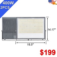 2 Pack 400W Exterior Security Light 48000Lm IP65 Waterproof Led Flood Yard Light
