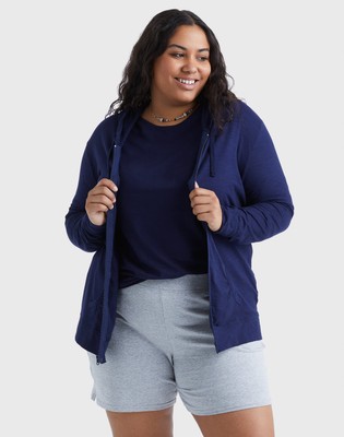 Just My Size Hoodie Women Full-Zip SlubCotton Lightweight Jersey Packets 1XL-5XL