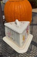 Antique Porcelain Lidded CHEESE DISH Keeper by Franz Anton Mehlem Bonn, Germany