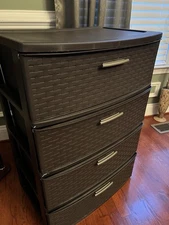 Brown 4-Drawer Plastic Storage Organizer with Drawers