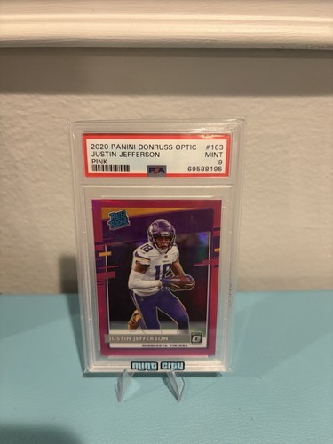 2020 Panini Donruss Optic Justin Jefferson Pink Optic Rated Rookie Psa 9  #163