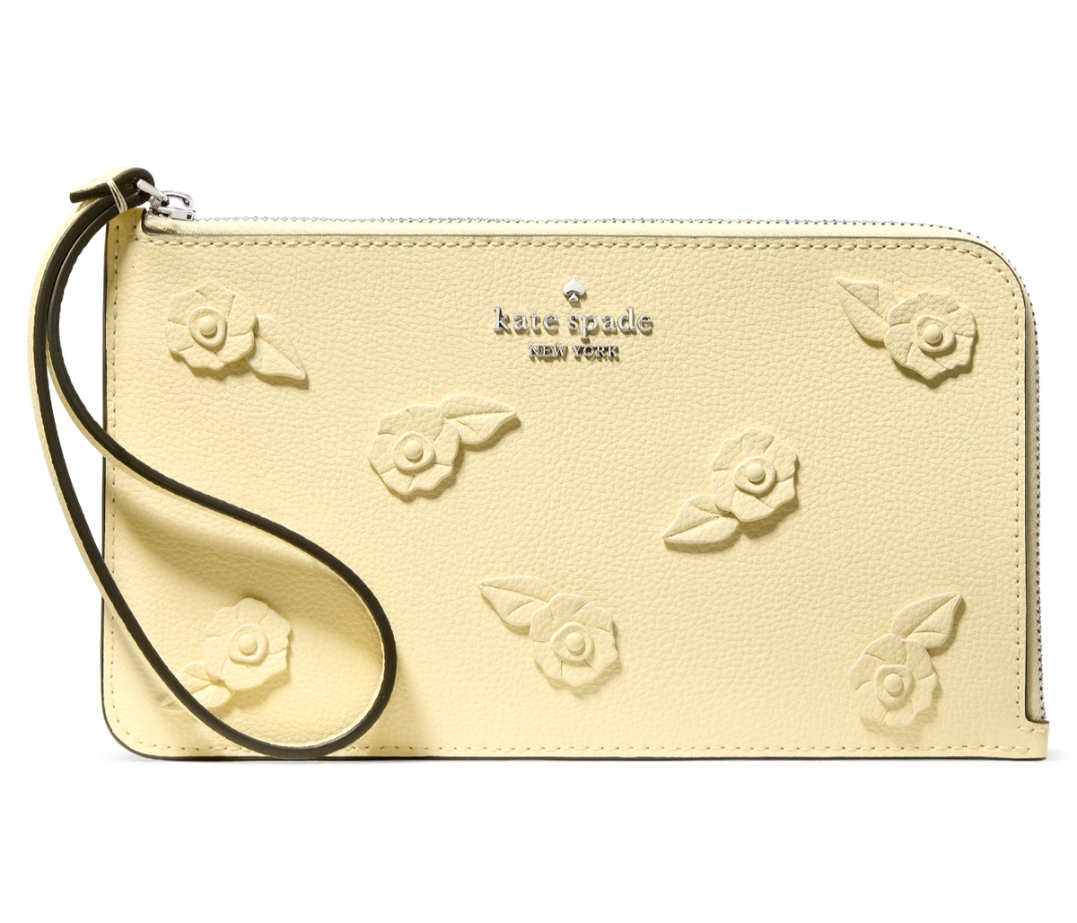 New Kate Spade Lucy Floral Wristlet Leather Lemon Fondant | eBay