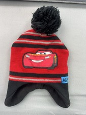 Disney Pixar Cars 3 Lightning McQueen Boys Pom Pom Beanie Hat Red Black One Size