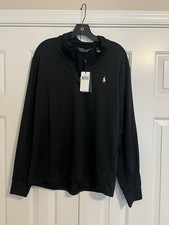 Men  s Black Long Sleeve Pullover Polo Golf Shirt. Size Large. New with Tags