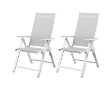 LIVARNO home Alu-Hochlehner Gartenstuhl Houston 2er Set weiß/hellgrau*besch.VP