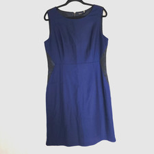 Elie Tahari Blue Wool Sheath Dress Satin Lined Cocktail Holiday Women's Size 14