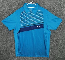 Oakley Men  s Regular Fit Polo Shirt Size Medium  Turquoise/Navy/White Logo