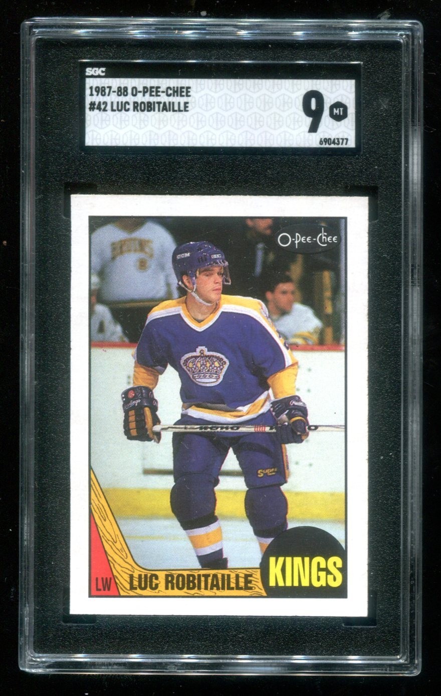 1987 O-Pee-Chee #42 Luc Robitaille SGC 9 Mint Rookie RC Kings HOF~(PL)