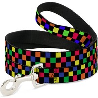 "Dog Leash Checker Black/Multi Neon Wide 1.5\" (Us Import)"