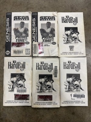 6 Sega Genesis Manuals   Prime Time NFL (2) HardBall 95 (4) Authentic #7