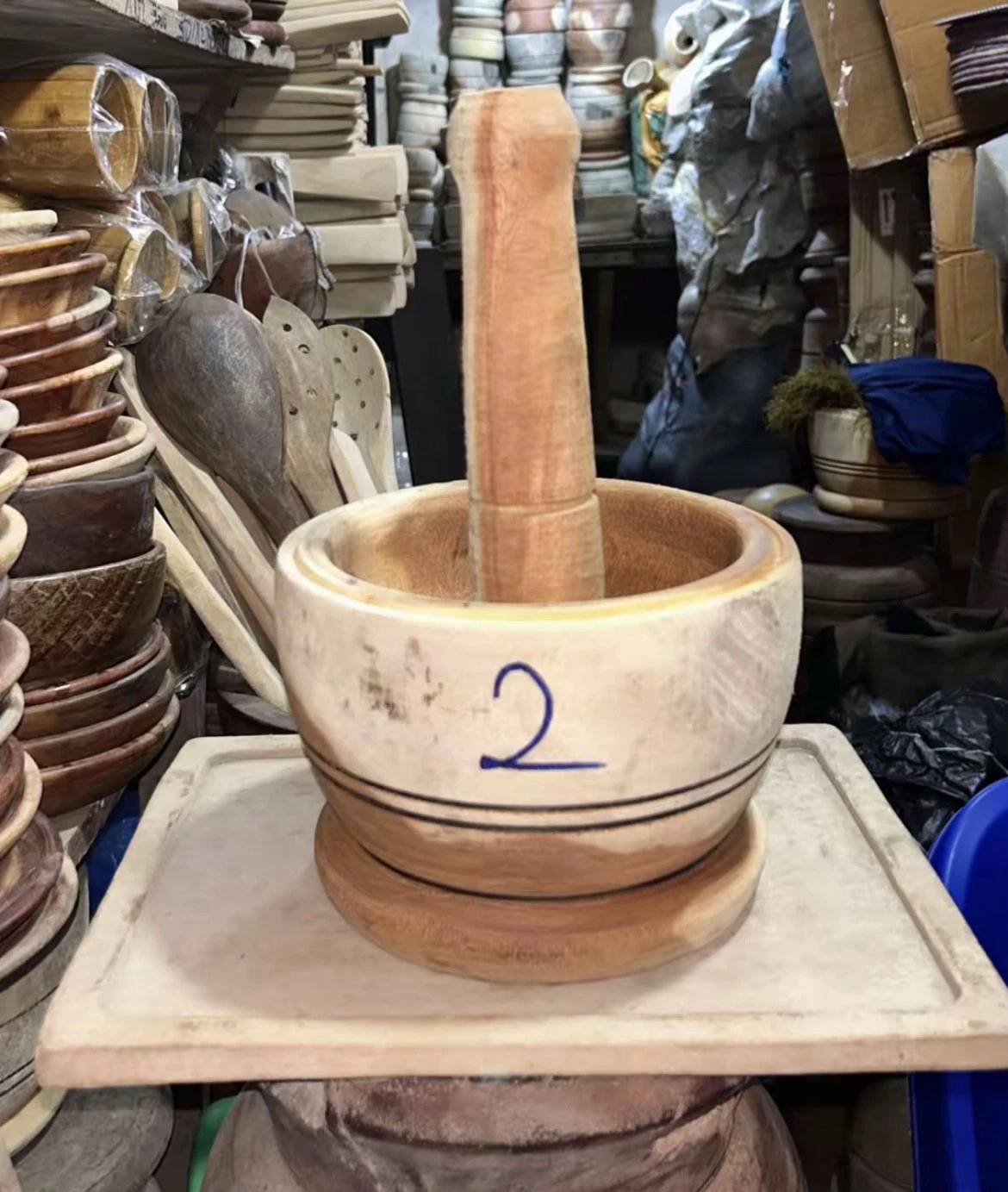 Handmade Wooden crafted mortar & pestle | Size 2 Authentic African pounding pot