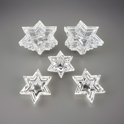 WMF Crystal Candle Holder 6 Point Star of David Germany Set Of 5