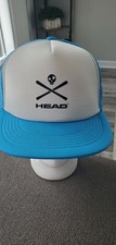 HEAD SKULL Blue White Foam Front Mesh Back Snapback Adult Trucker Hat Hit
