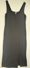 ASOS Black Jersey Sleeveless Tank Dress Midi Side Slit Scoop Neck US 14