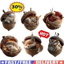 Flat Acrylic Forest Animal Acorn Ornaments   Cozy Forest Christmas Ornaments 