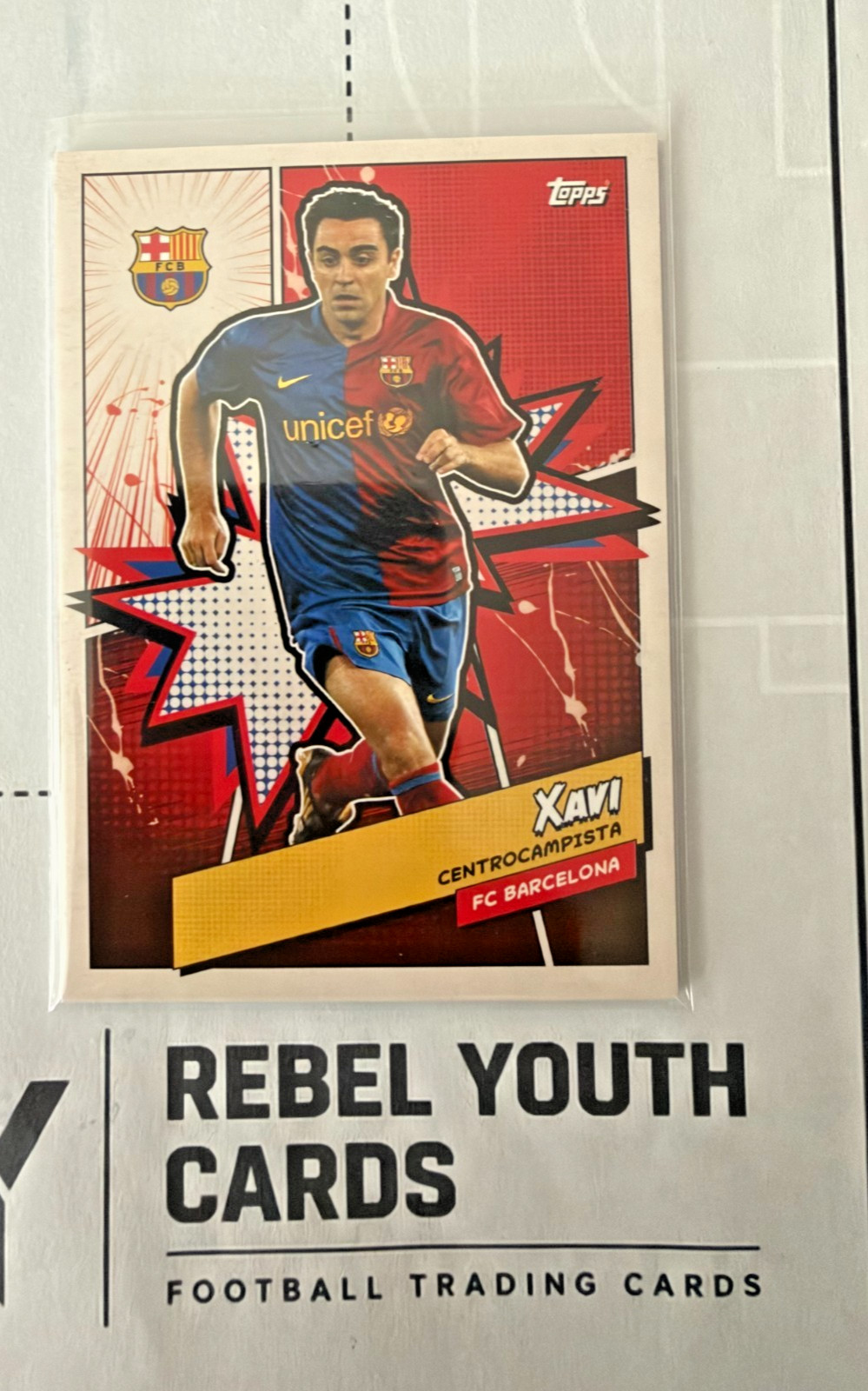 Xavi FC Barcelona Topps Team Set Fumetto Pop Art Card