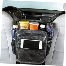 Car Purse Holder Between Seats, PU Leather Front Seat Storage Bag with Tissue