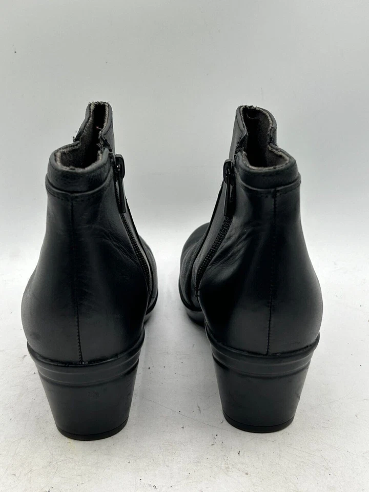 Clarks Emslie Monet Ankal Boot Women Sz 6.5 Black Leather Side Zip Block Heel - Image 3 of 4