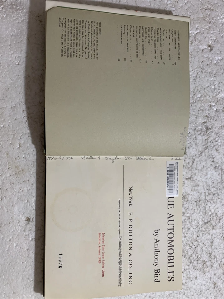 Antique Automobiles by Anthony Bird 1967 Hardcover First Edition in Dust Jacket - Image 3 of 4