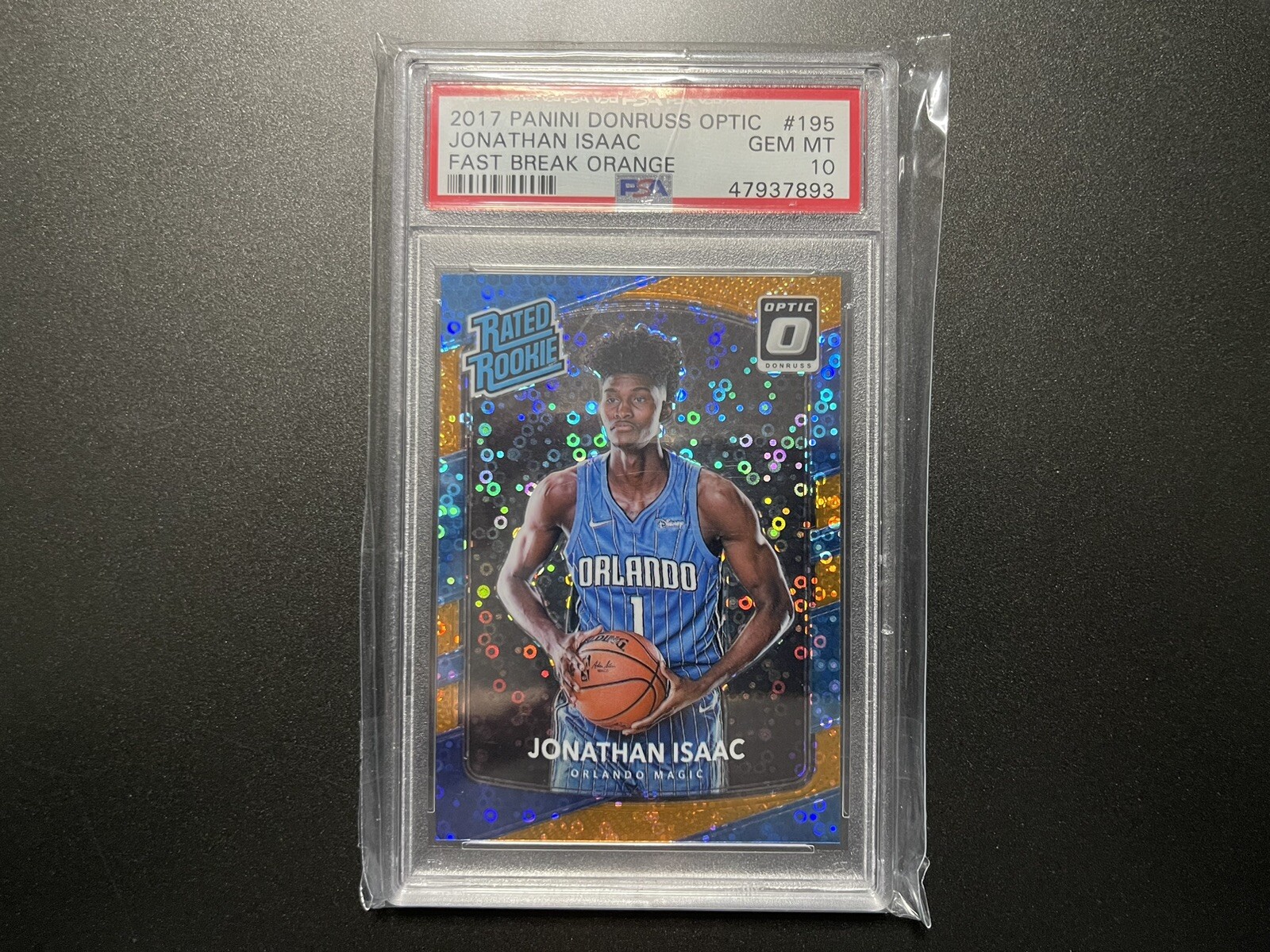 2017-18 Optic Fast Break Orange Jonathan Isaac Rated Rookie PSA 10 /193 195