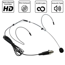 Black Headset Mic Wear Microphone Mini XLR 4 Pin TA4F For Shure Wireless System