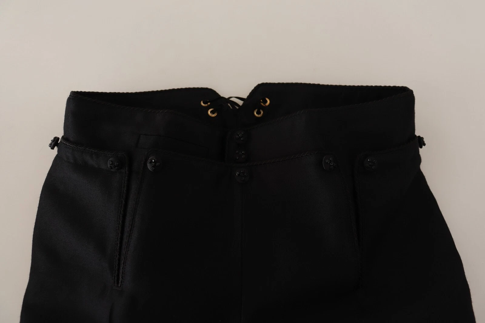 DSQUARED2 Pantaloni Lana Nera Vita Alta Magri Pantaloni Donna IT40 US6 S PREZZO PREZZO PREZZO $2000