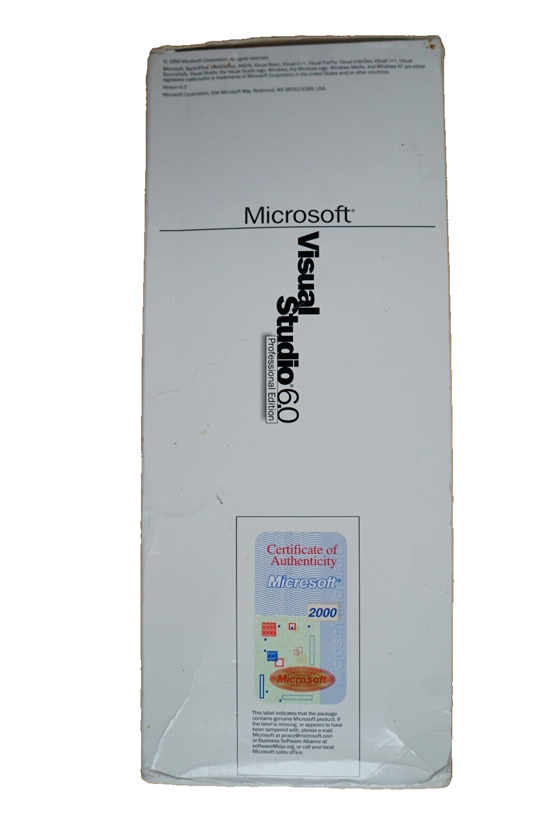NEW SEALED Microsoft Visual Studio Professional 6.0 6 Basic WIN 10