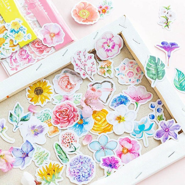 45Pcs/Pack Japanese Flower Stickers Scrapbooking Diary Stationery