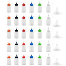 30 Pcs Precision Tip Applicator Bottles 0.5 Ounce Translucent Glue Bottles wi...