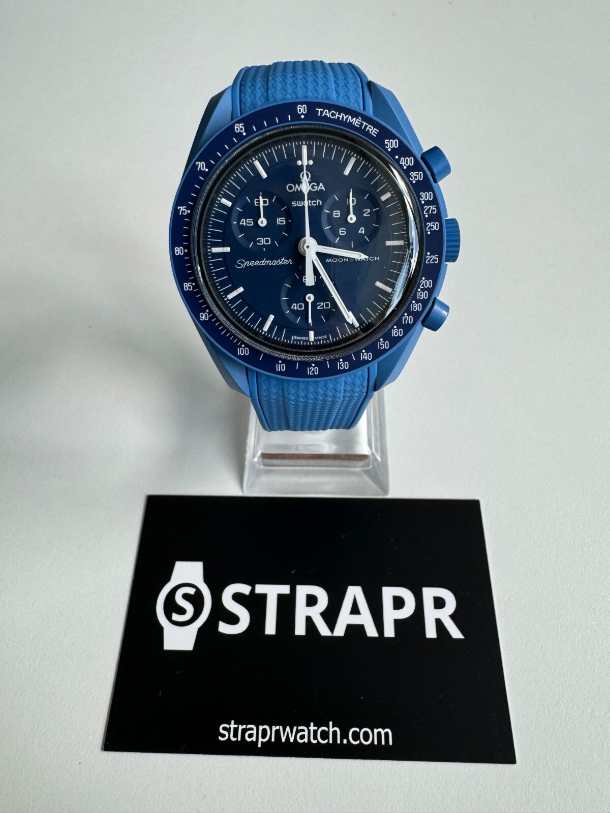 Bracelet en silicone premium bleu de 20mm adapté à la MoonSwatch