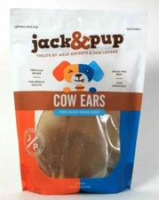 Jack & Pup Premium Grade 100% Digestible Grass Fed Beef 5 Ct Cow Ears 6 Oz