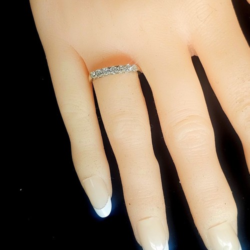 Art Deco 14k Tu Tone Gold Natural Round Single Cut Diamond Wedding Band Ring Sz6 - Picture 6 of 9