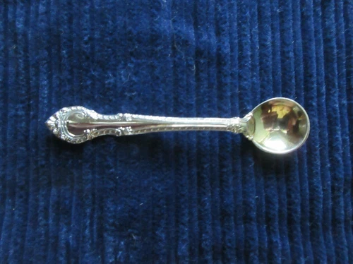 English Gadroon by Gorham Salt Spoon w/Gold Wash Bowl 2 7/8" MINT!