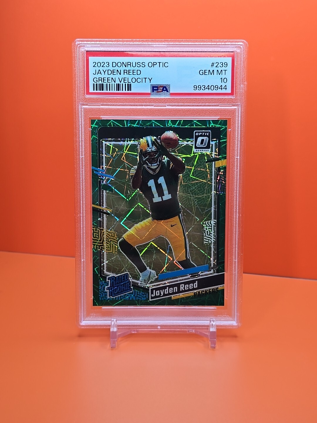 🟢🧀🟡 2023 DONRUSS OPTIC JAYDEN REED #239 GREEN VELOCITY PARALLEL PSA 10 💎MINT