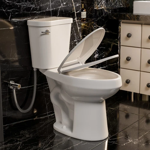 19" Tall Two-Piece Toilet With Elongated Bowl, 1.28 GPF Single Flush, ADA toilet
