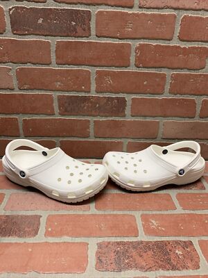 Crocs Classic White Round Toe Slip On Comfort Clogs Mens Size 9  Women s Size 11